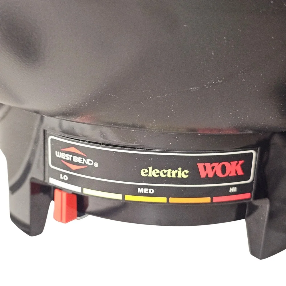 West Bend 6 Quart Electric Wok 79525X 90s Red Lid Non-Stick Fry Pan Vintage USA